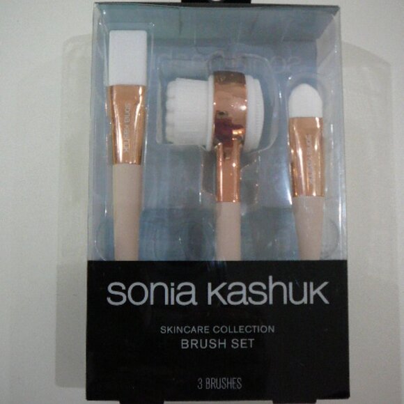 Sonia Kashuk Skincare Collection 3 Brush Set-Mask & Serum Brush, Facial Cleanser - Picture 1 of 2